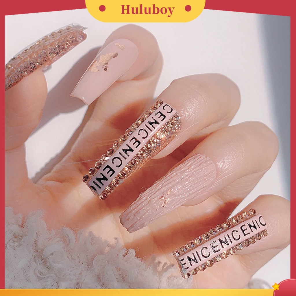 Huluboy Huluboy♡ 1 Set Tape Perekat Kuku 3D Tahan Lama Untuk Wanita