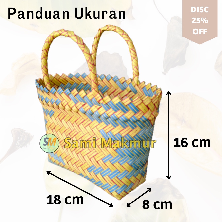 Tas Anyaman Plastik LURIK MINI (XS) Tas Anyam Hampers Souvenir Belanja Pasar Parcel Bingkisan Lebaran Muat Kotak Snack Roti