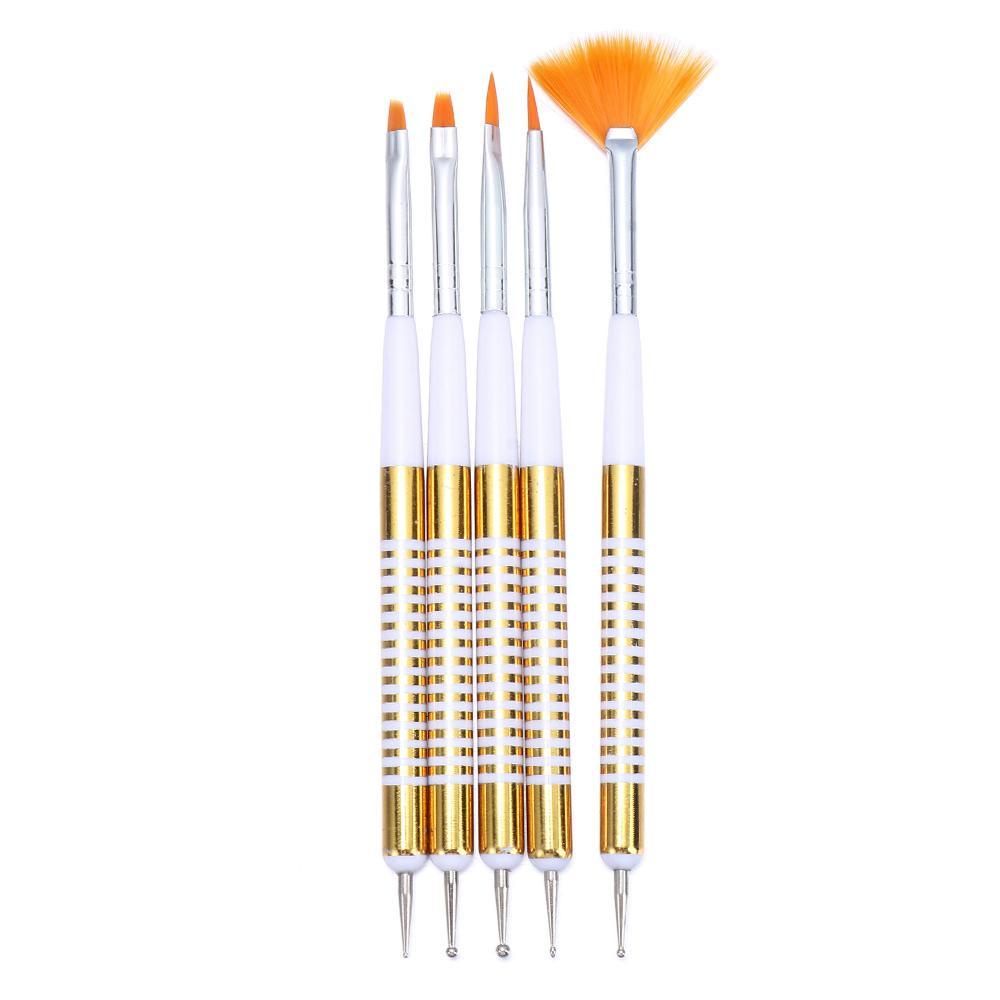 R-flower Nails Art Dotting Pen Alat Aksesoris Kuku Gel Brushes 2in1 Double Head