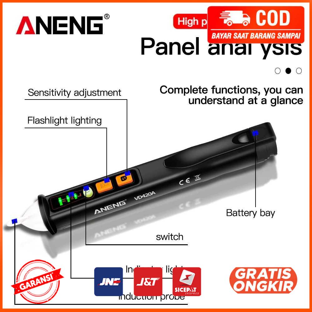 Tester Pen Non Contact AC Voltage Detector 12-1000 V - Hitam