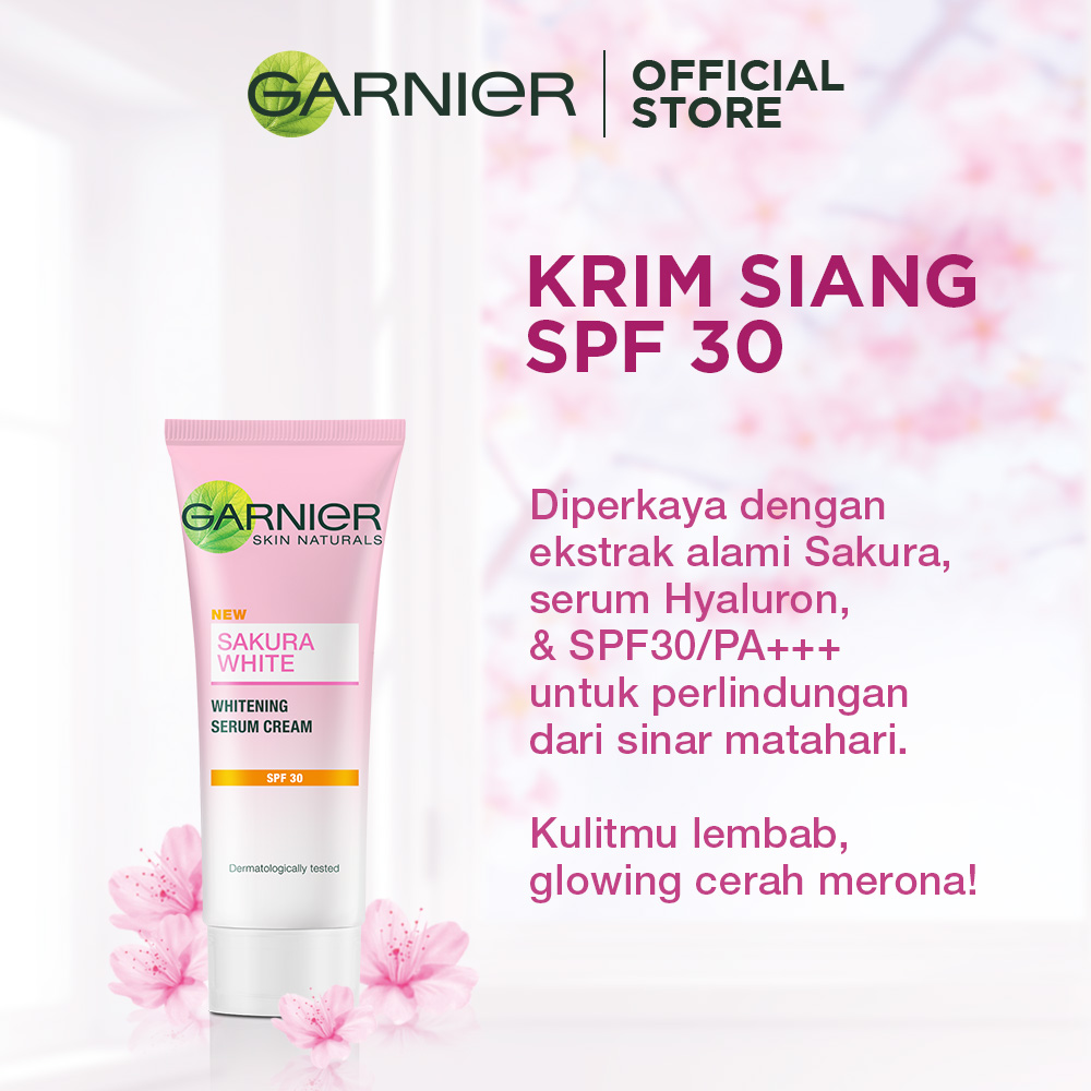 Garnier Sakura Glow Whitening Serum Day Cream SPF 30 - 20 ml (Untuk Kulit Cerah Merona):20 ml / Garnier Sakura White Whitening Serum Day Cream SPF 30 - 20 ml (Untuk Kulit Cerah Merona):20 ml-3