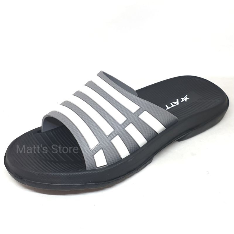 Sandal slop karet pria ATT ADS 1006 - size 39 - 42-Hitam / abu