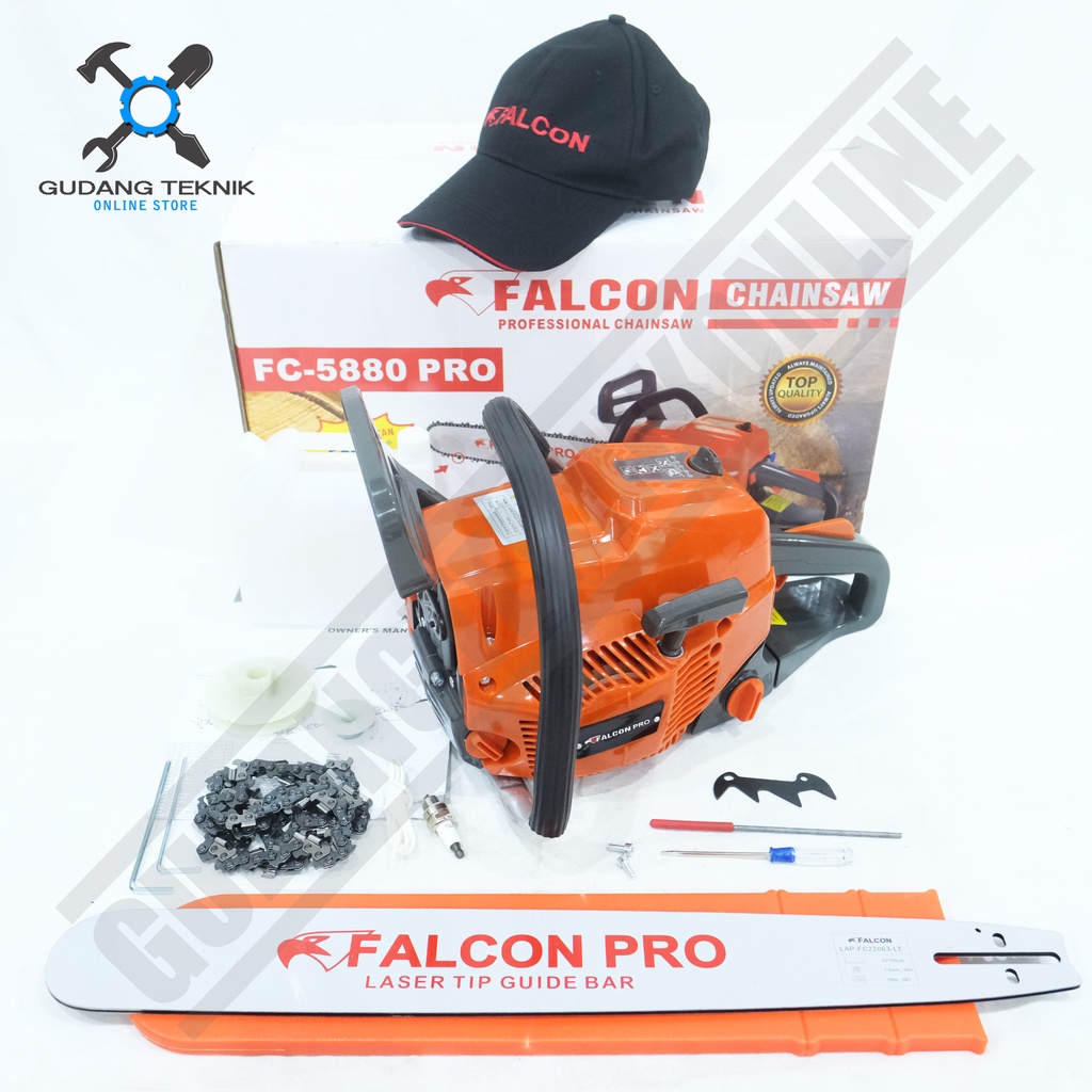 Chainsaw 22&quot; LASER FC5800 FC5880 Pro FALCON 2Tak / Mesin Gergaji Kayu Chain saw Bar Laser 22 Inch FC 5800 5880 2T FALCON