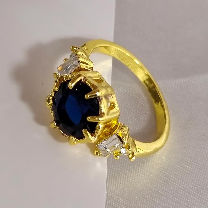 Set Cincin Hias Zircon Biru Ukuran Kecil Untuk Wanita