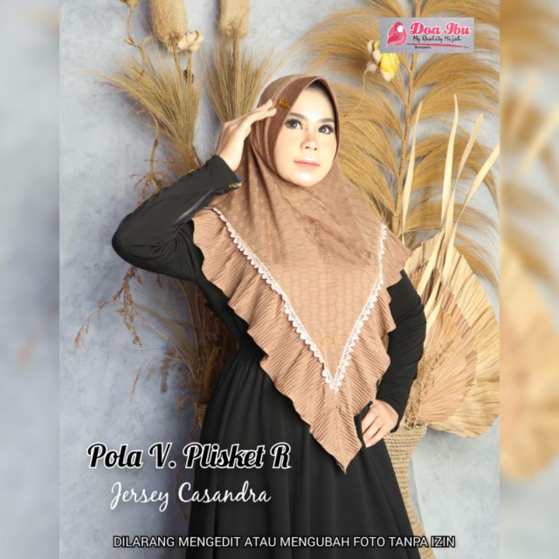 Pola V Plisket Renda Ori Doa Ibu/Kerudung Do'i