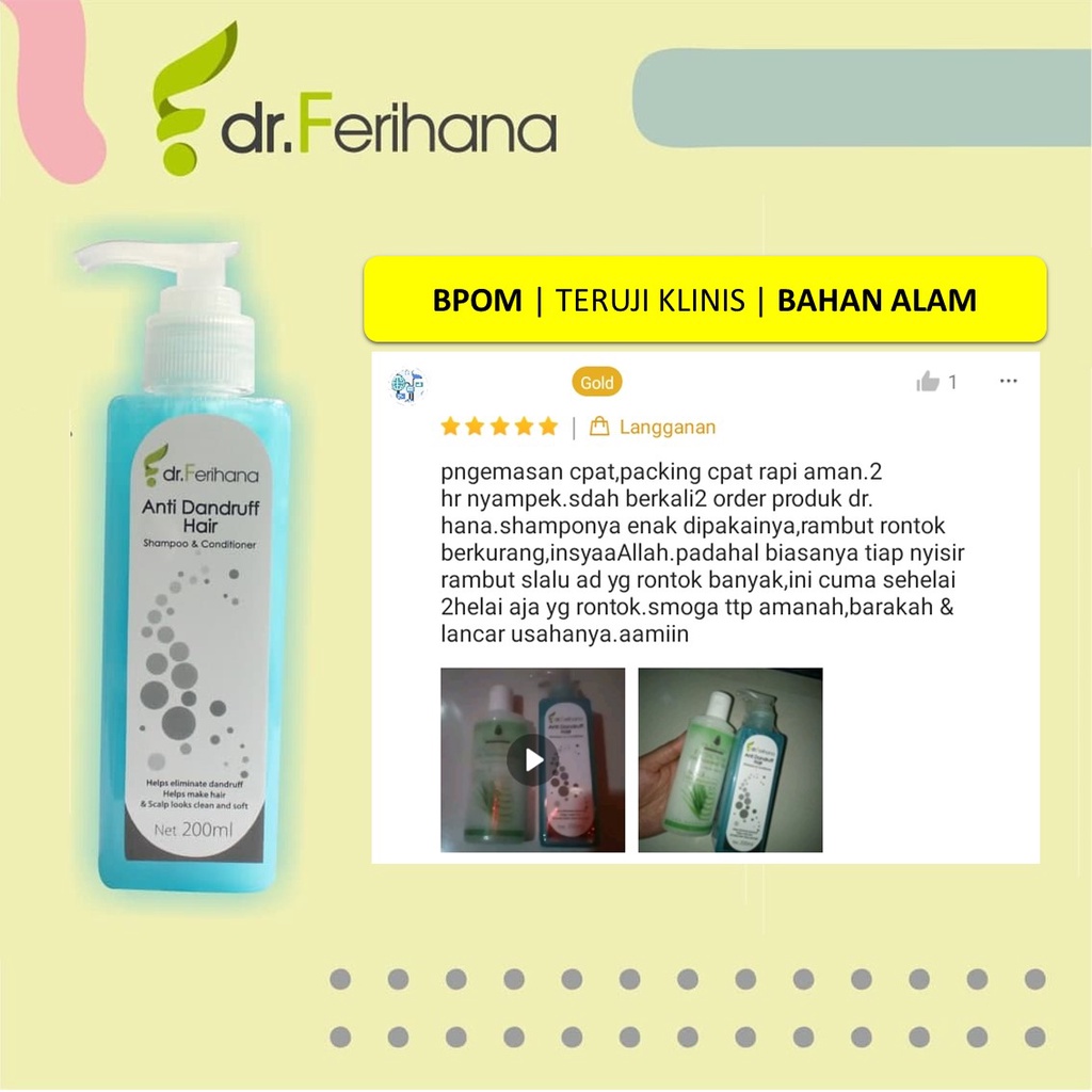 SHAMPOO DAN CONDITIONER ANTI DENDRUFF HAIR DR. FERIHANA SKINCARE