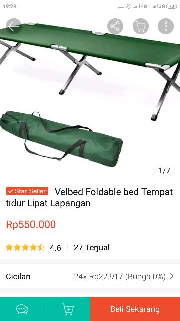 Foldable Bed Alluminium Felbed Tempat Tidur Lipat Lapangan