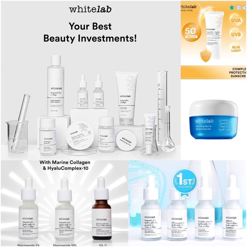 WHITELAB SKINCARE BRIGHTENING ACNE SERIES FACIAL WASH DAY NIGHT CREAM SERUM