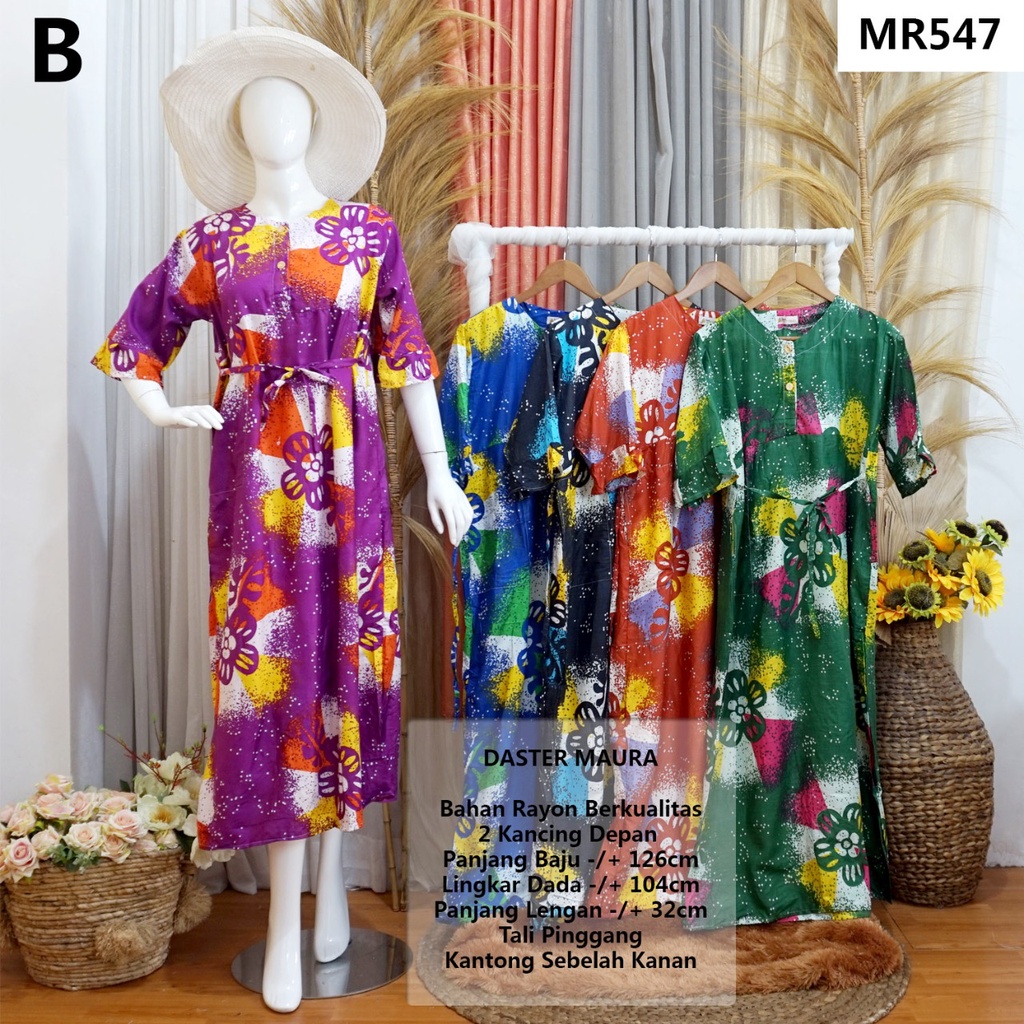 DASTER MAURA + AINA TERBARU Longdress, Lengan raglan 3/4 size fit to XL MR #dastermurah #homedress #daster terkini-MR.547