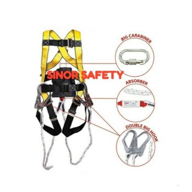 Full Body Harness PRO ABSORBER Double Big Hook D Ring Carabiner