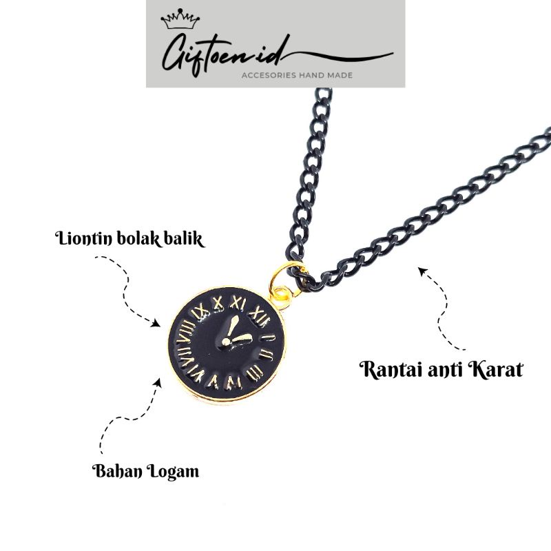 Thin Clock Necklace / kalung Fashion Jam Anti karat ala korea pria wanita