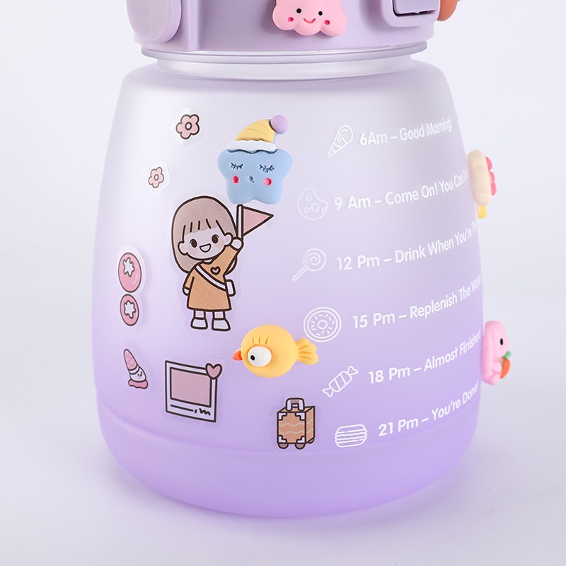 [littlecrab] Botol Minum 1.3L Viral Korea FREE STICKERS Botol Minum Ombre Gradasi Gendut Unik Botol Minum Kekinian Doff 1300ML Free Stickers-5