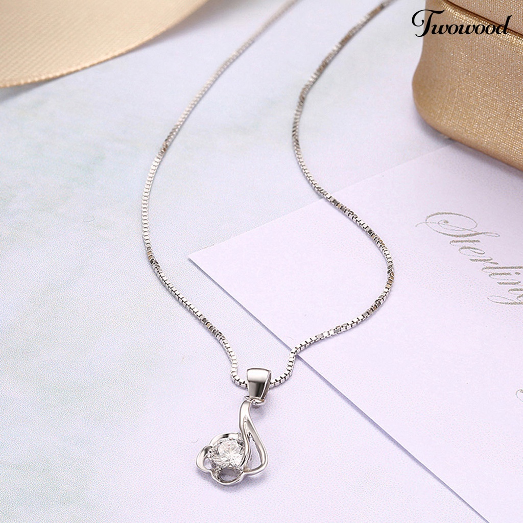 Twowood SILVERHOO 925 Silver Cute Women Necklace Flower Circle Cubic Zirconia Pendant Necklace for Party