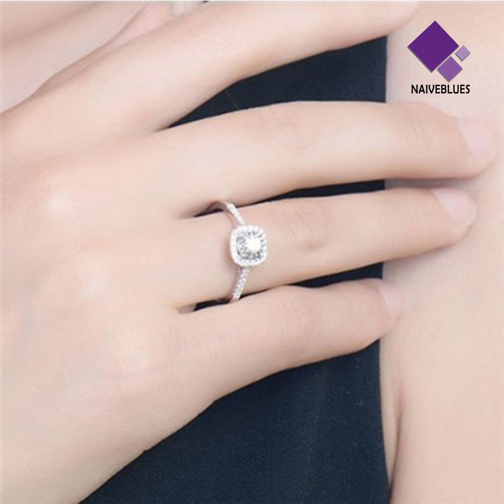 Naiveblue Cincin Wanita Hias Cubic Zirconia Untuk Pernikahan / Tunangan / Hadiah