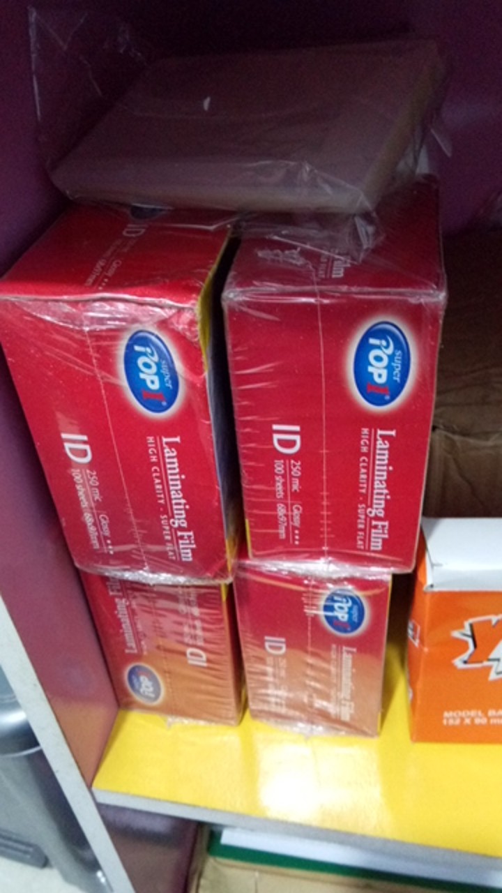 Laminating Film 250 Mikron Ktp 68 Mm X 97 Mm 250 Mikron (1 Pak = 100 Pcs)