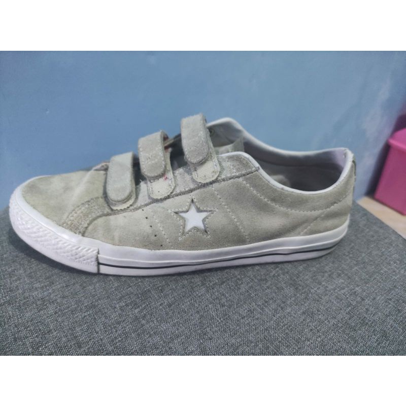 converse one star pro velcro grey