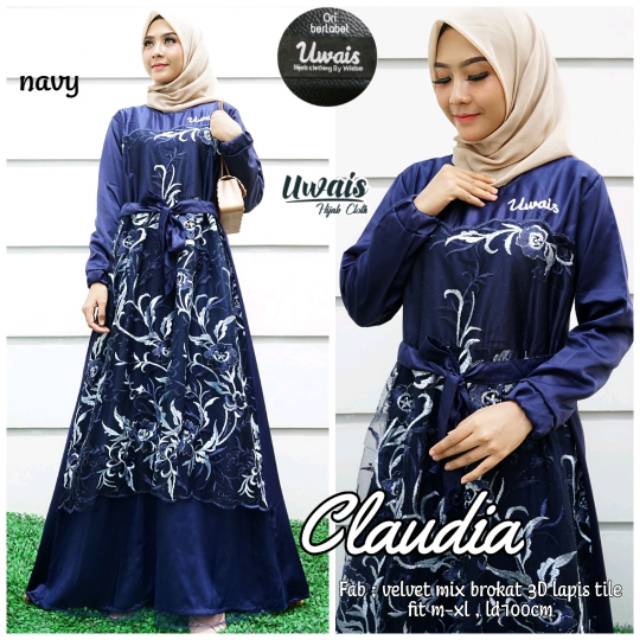 Claudia Dress Velvet mix Tile by Uwais