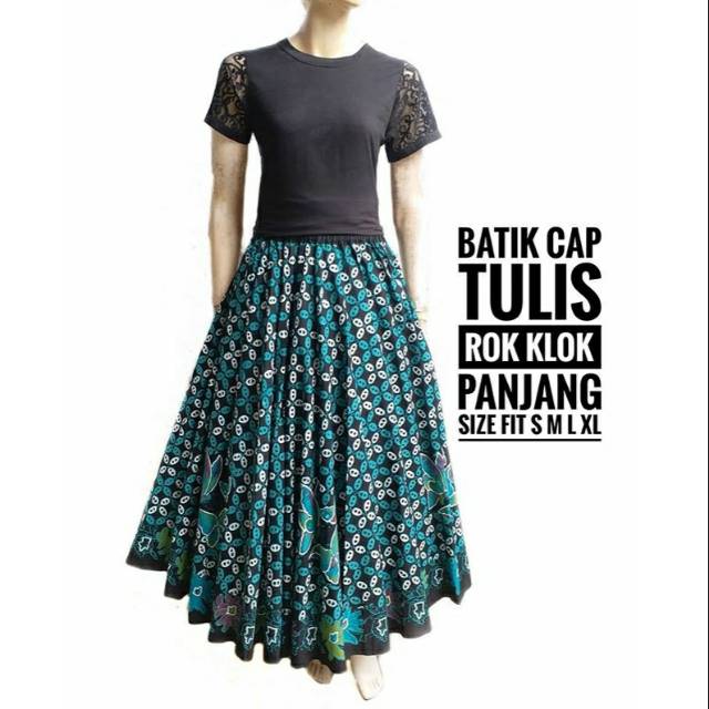 Rok batik panjang cap tulis kawung hijau tosca