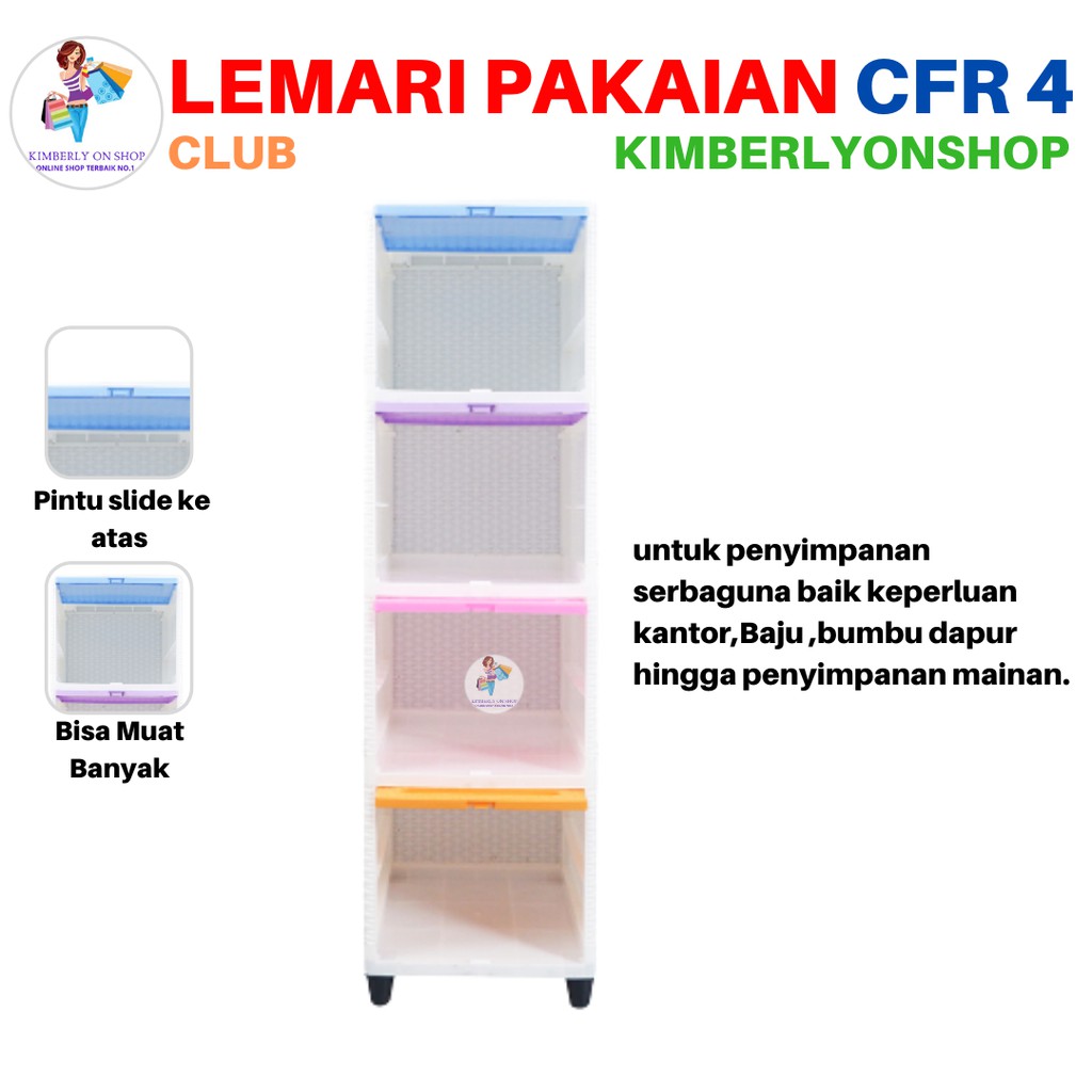 Lemari Plastik Laci Clip Flip Susun 4 Lemari Pakaian