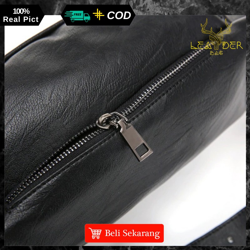 Waist Bag Kulit Pria Original Model Terbaru Warna Hitam Atau Tas Selempang Kulit Cowok Distro Import