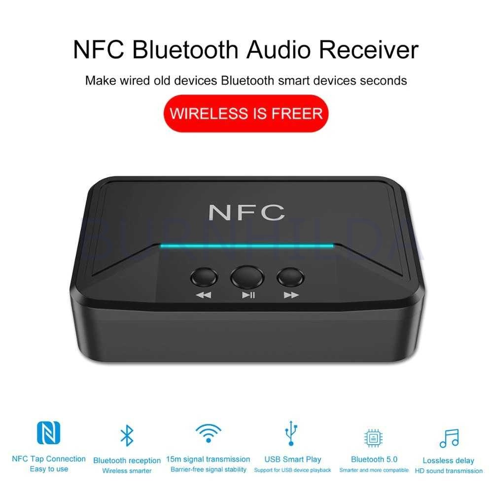 Audio Bluetooth 5.0 Receiver NFC Stereo Car Kit Speaker mobil motor burnhilda