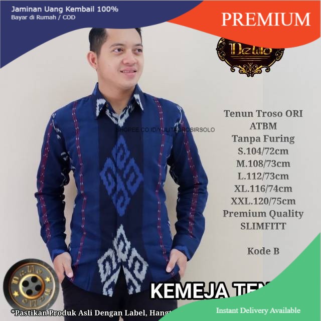 BATIK PRIA BIG SIZE XXXXL JUMBO Wisnutama Kemeja  Pria Eksklusif Lengan Panjang Kemeja Tenun