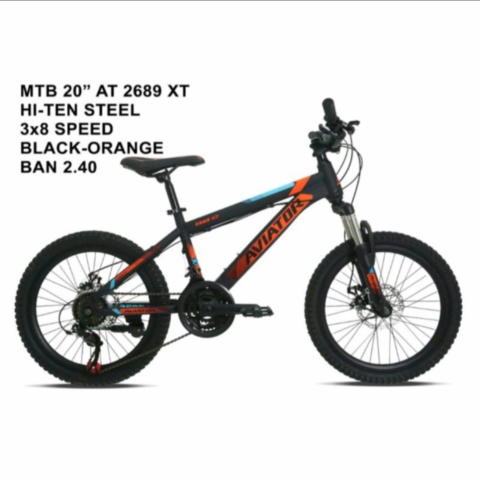 Sepeda Gunung MTB Aviator 2689 XT 20 Inch 8 Speed - Black Orange