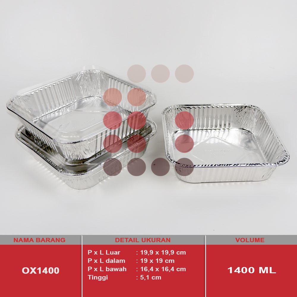 alumunium foil cup OX 1400 tanpa tutup, macaroni schotel / klapertart / lasagna