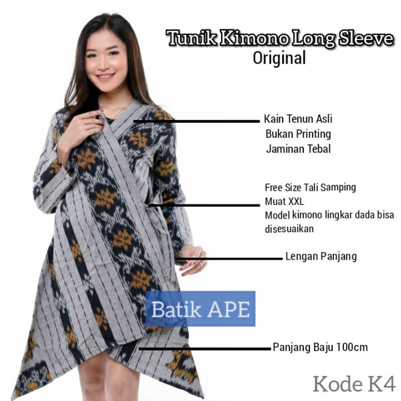 BAJU ETNIK WANITA TUNIK KIMONO LONG SLEEVE TENUN ASLI ORIGINAL TROSO SONGKET SUMBA TORAJA EXCLUSIVE