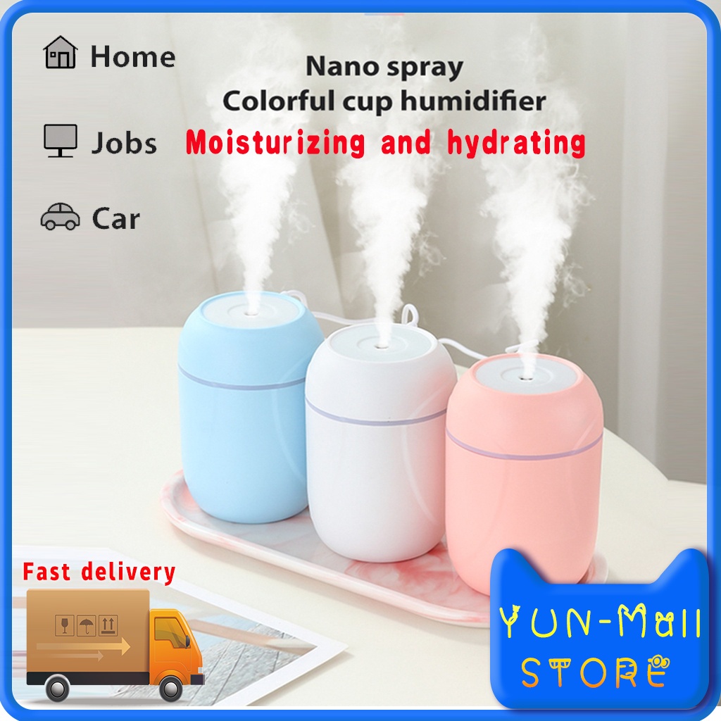 Air Humidifier Aroma Difusier Aromaterapi Mini Cool Diffuser Aromatherapy Purifier Pelembab Alat Pengharum Ruangan Kipas   Dengan Humidifier 220ml Aktual Lampu LED Essential Oil