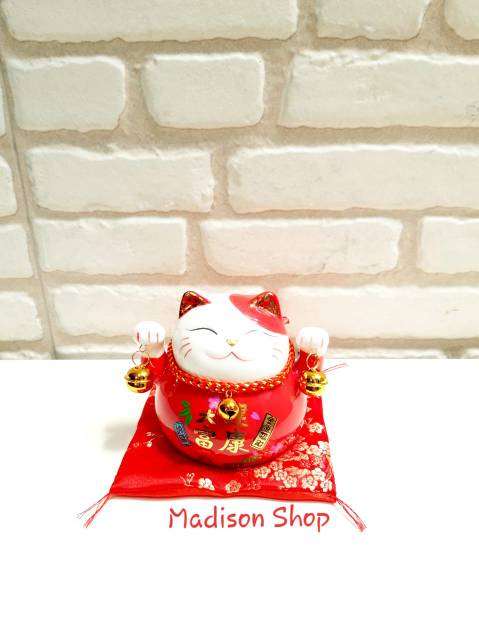 Maneki Neko Lucky Cat Zhao Chai Mao Kado Pembukaan Toko Hadiah Ultah Murah Dekorasi Imlek