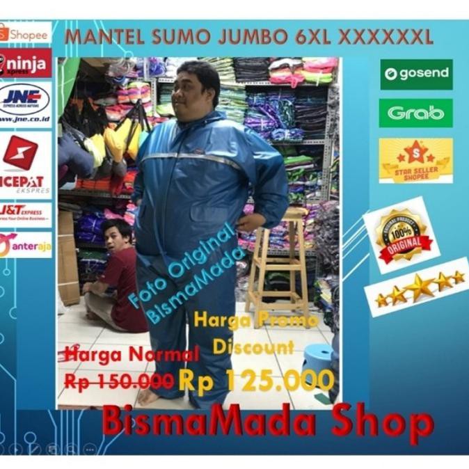 Mantel Jas Hujan Jumbo Tiger Head Big Size Besar Sumo Jumbo 6Xl Murah - Biru Dongker, 6Xl Terbaru