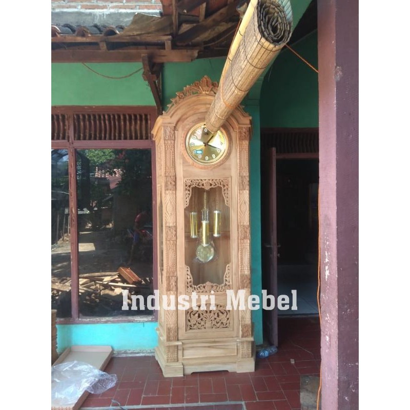 Almari Jam Hias Jati Jepara Ukiran Gebyok - Lemari Jam Mentah Harga Murah
