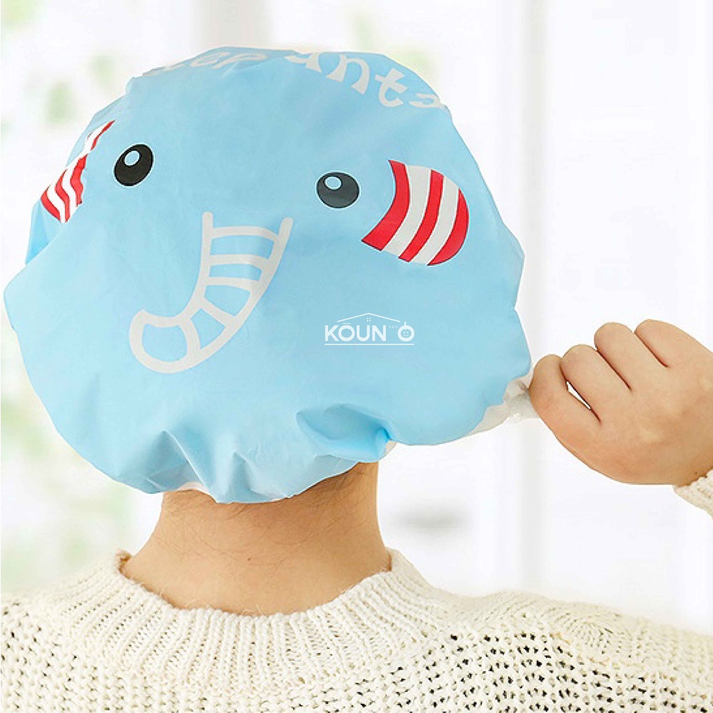 Shower Cap Topi Penutup Rambut Kepala Mandi Karakter Motif Dewasa Anak Anti Air Waterproof Bath