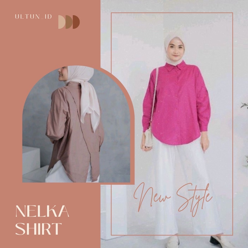 KEMEJA LINEN NELKA SHIRT / KEMEJA WANITA OVER SIZE / KEMEJA WANITA KEKINIAN BAHAN PREMIUM ADEM DAN NYAMAN DI PAKAI