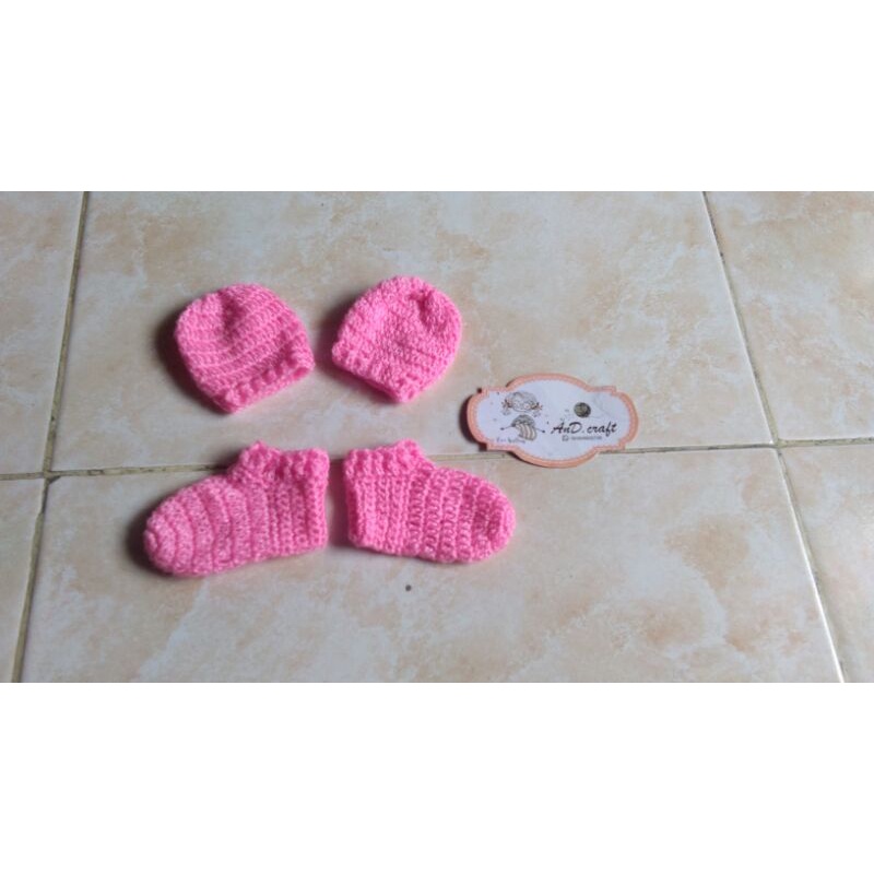 Set kaos kaki tangan new born / kaos kaki tangan bayi rajut / kaos kaki tangan rajut