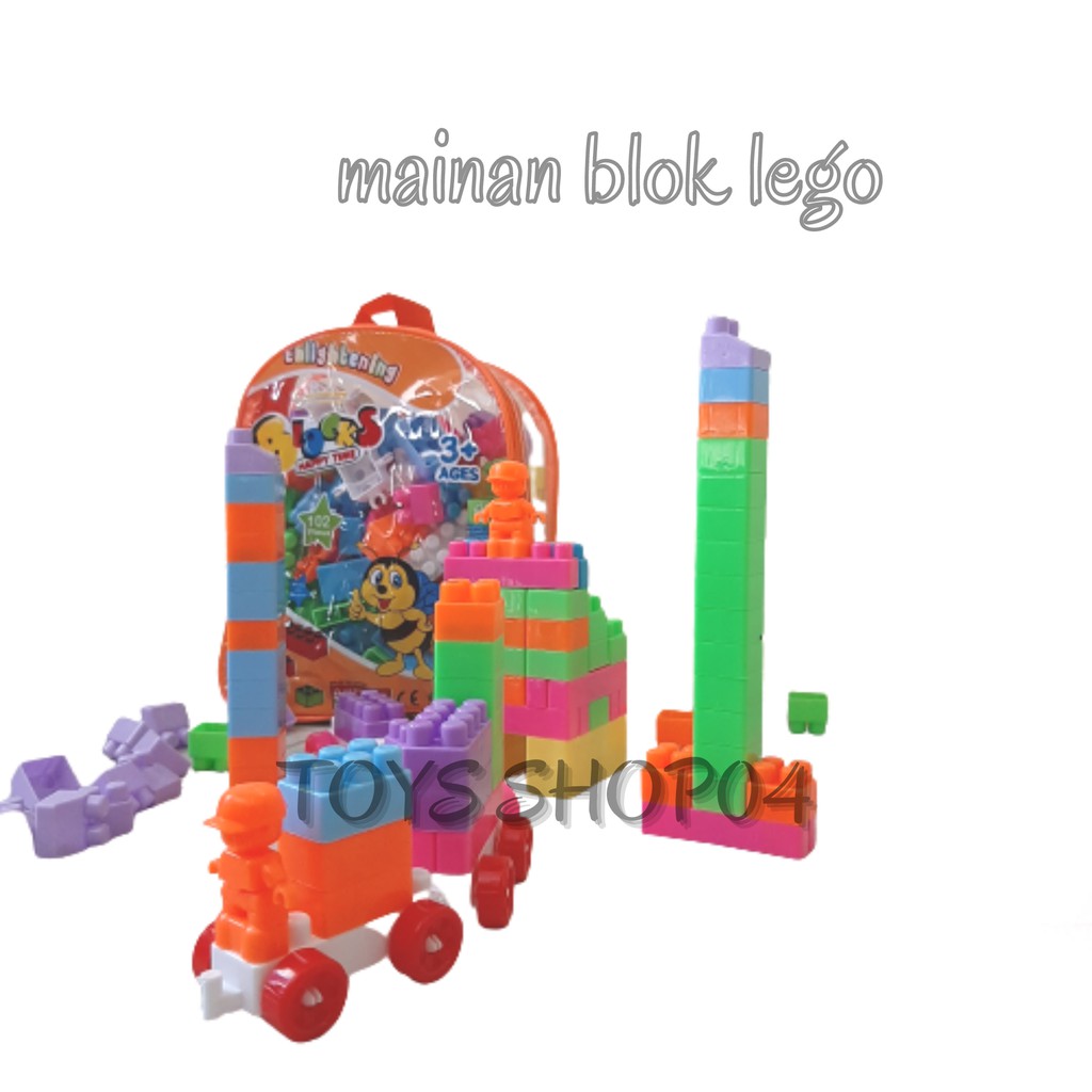 Mainan Edukasi Anak 2 Tahun Block Lego Tas Isi 102 Pcs