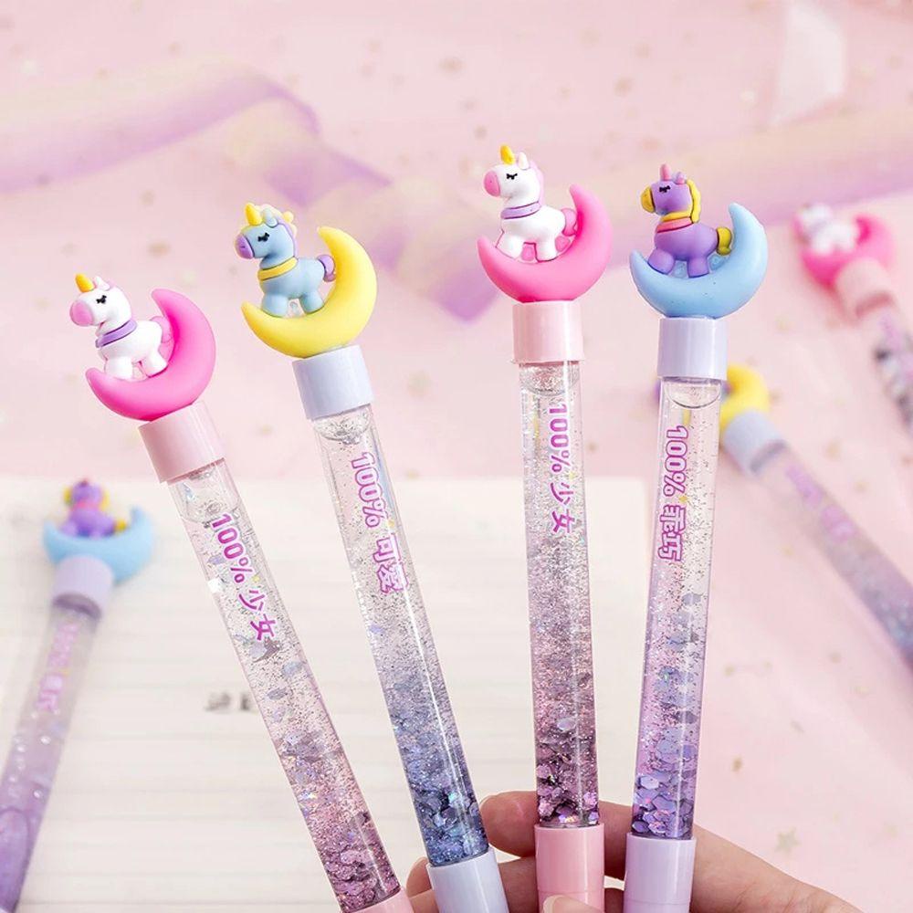 Mxbeauty Moon Unicorn Gel Pen Perlengkapan Kantor Anak Signature Pen Perlengkapan Menulis Pena Netral Alat Tulis 0.5mm Sequin Hias