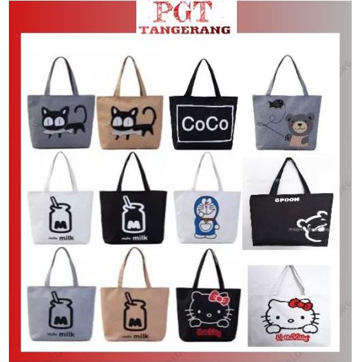 PGT - Shoulder Bag Karakter / Tas Kanvas / Totebag / Tas Tengteng / Tas Wanita