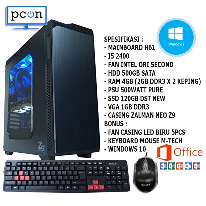 PC KOMPUTER RAKITAN GAMING WARNET OFFICE EDITING core i5 dan monitor