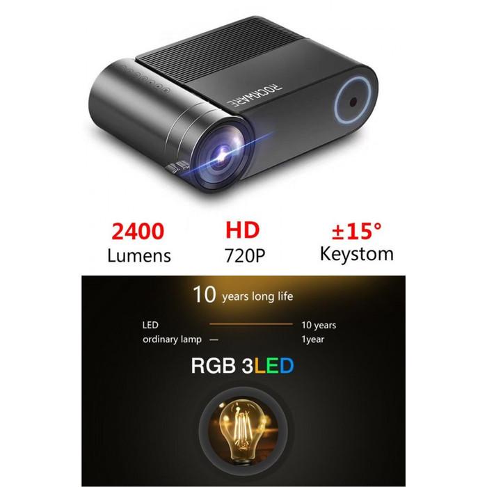 

Irled | Rockware Rw-550 Mini Led Hd 720P Home Projector 2400 Lumens 1080P