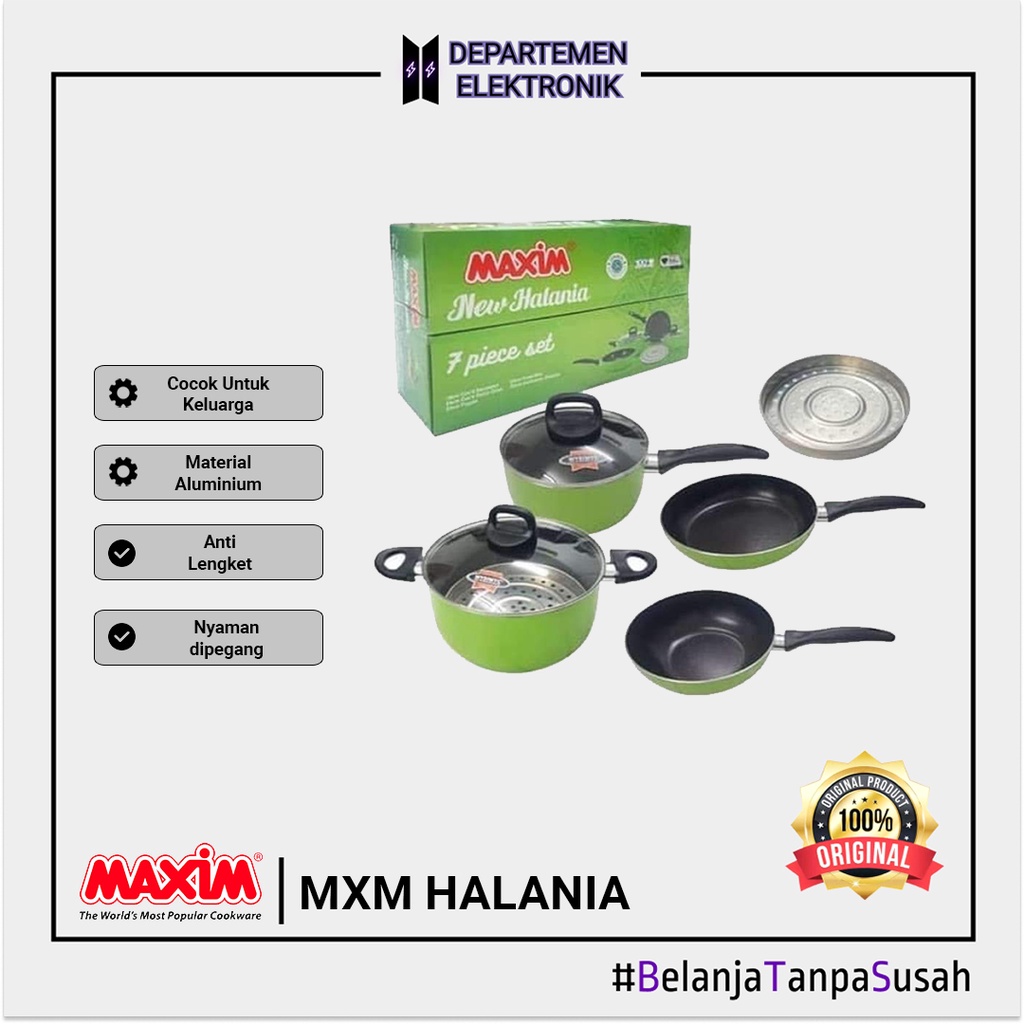 Maxim Halania 7Pcs Set . Panci Set 7Pcs - Hijau MURAH BANGET / GARANSI RESMI