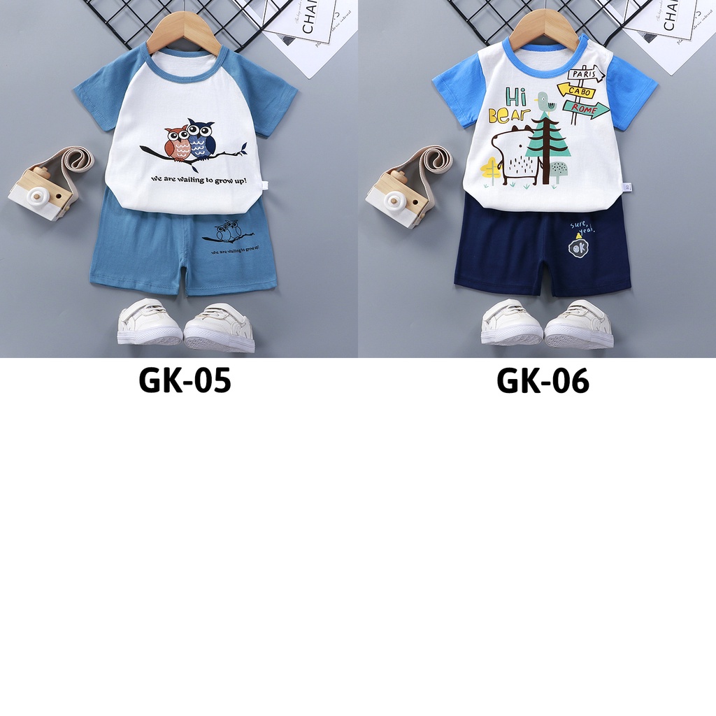 Maminity - Setelan Baju Anak Bayi Perempuan dan Laki Laki Lengan Pendek Umur 0 - 5 tahun