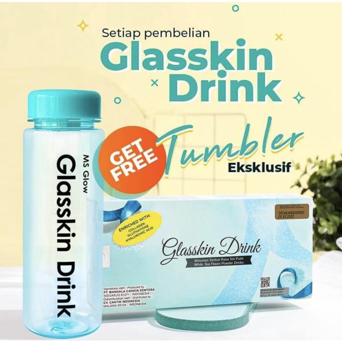 BOLEH DROPSHIP Glasskin drink Ms Glow 15 sachet + Tumbler