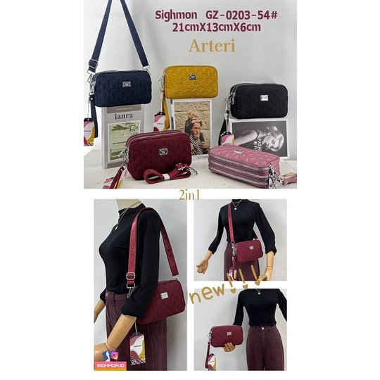 Tas selempang Sighmon 0203 bahan Kanvas Tebal. Tas Wanita Tas Slempang Wanita Tas Sighmon ORI Tas Sighmon Import TERBARU.!!!!