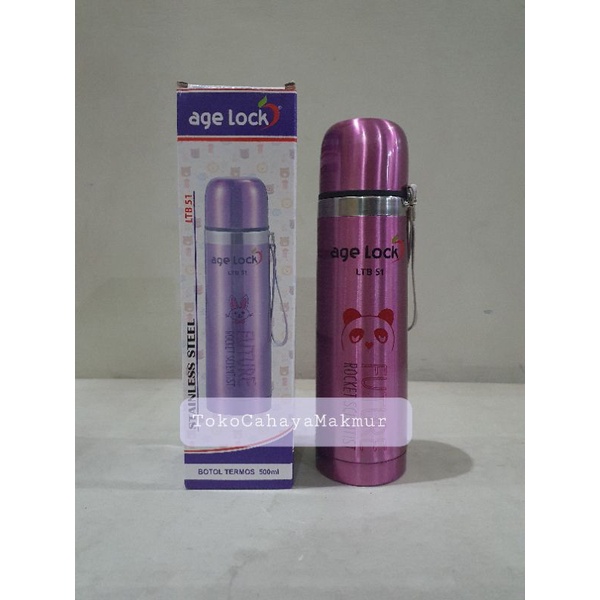 Age Lock Botol Air Minum / Termos Air 500ml LTB 51 - Clear Stainless