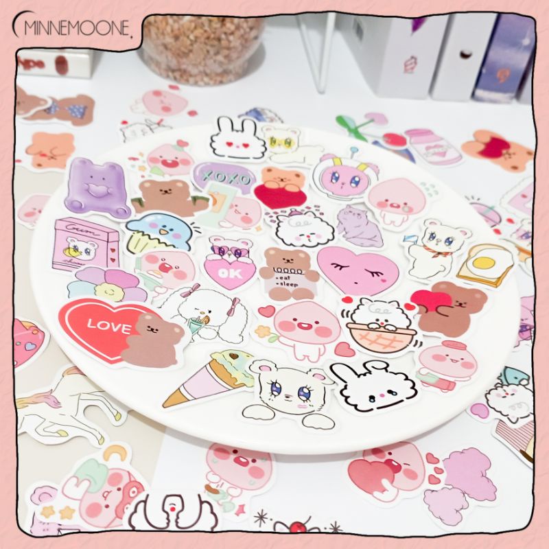 

[MinneMoone] RANDOM - 5 lembar sticker stiker lucu aesthetic untuk dekorasi scrapbook