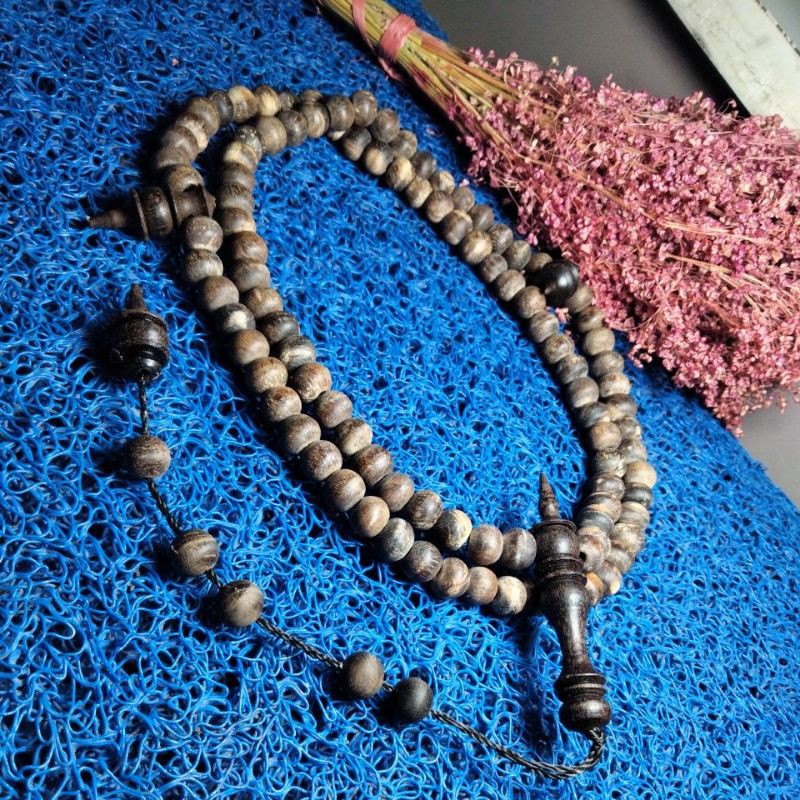 tasbeh 99 kayu gaharu buaya grey A super kombinasi kepala kelor hitam