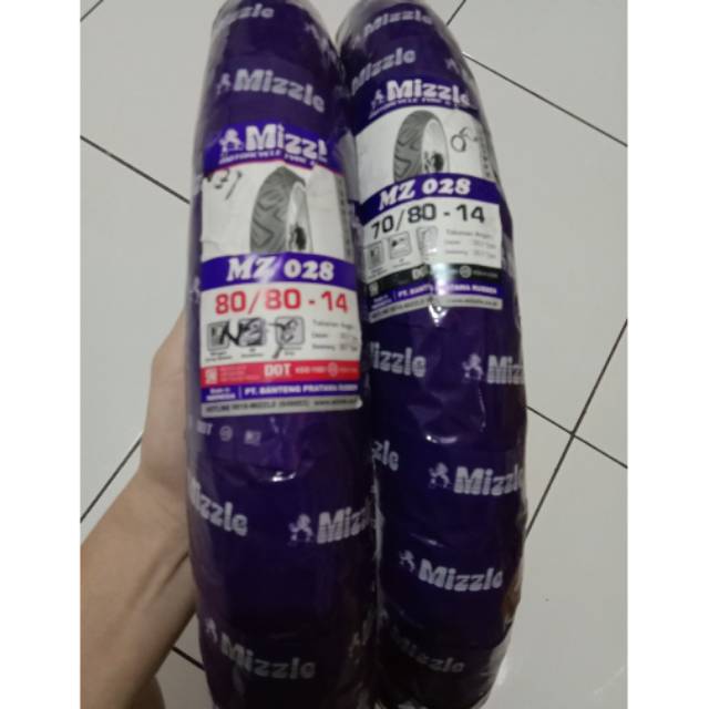 Sepasang ban luar mizzle 80 80 14 / 70 80 14 ban matic ring 14 (non tubles)