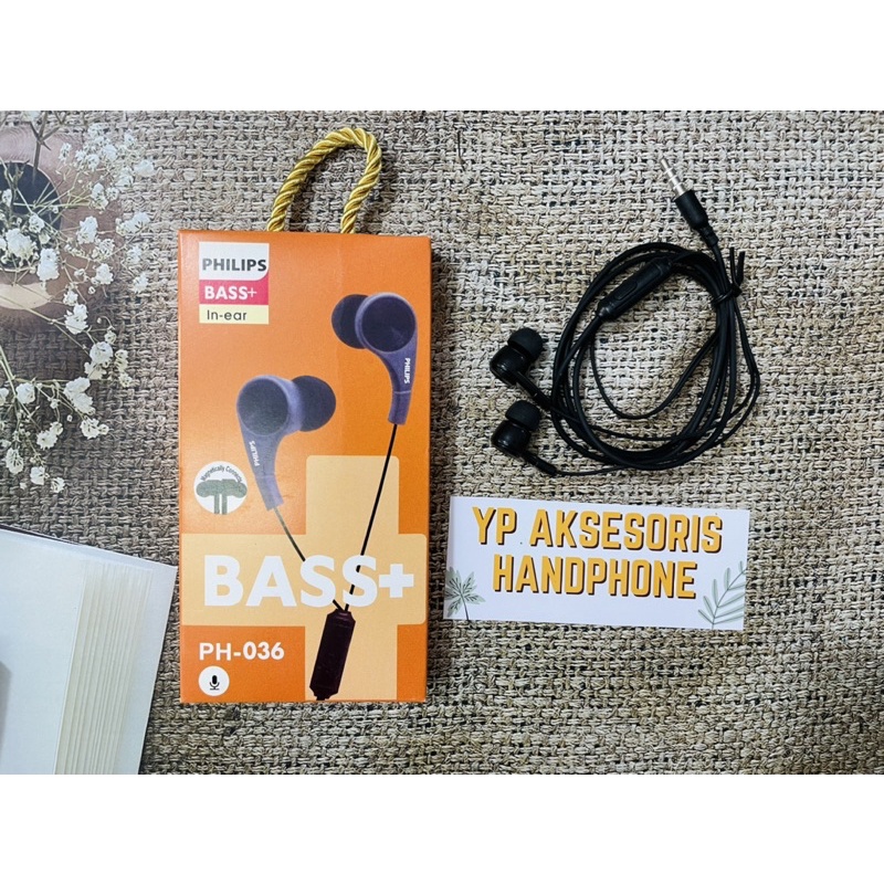 Earphone - Handsfree - Headset Philips AT-036 PH-036 QP-036 BASS+ Built Mic AT036 HF